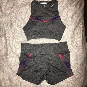 Athletic sports bra and shorts
